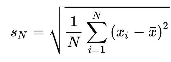 Fórmula para desvio padrão da amostra corrigida