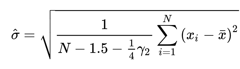 Approximation affinée pour l'écart-type de l'échantillon sans biais