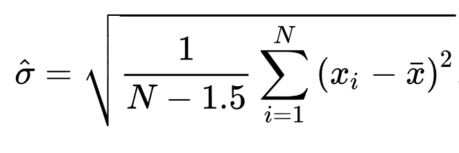 Approximation for unbiased sample standard deviation